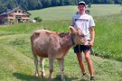 Ein junger Mann mit einem Kalb